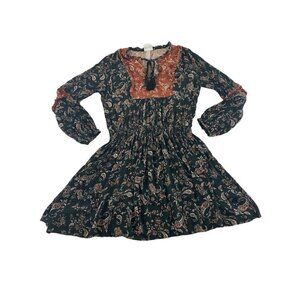 Knox Rose Women's Long Sleeve Praire Paisley Dress - XS